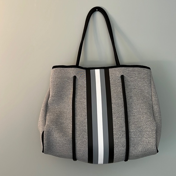 Handbags - Striped Neoprene Tote Bag